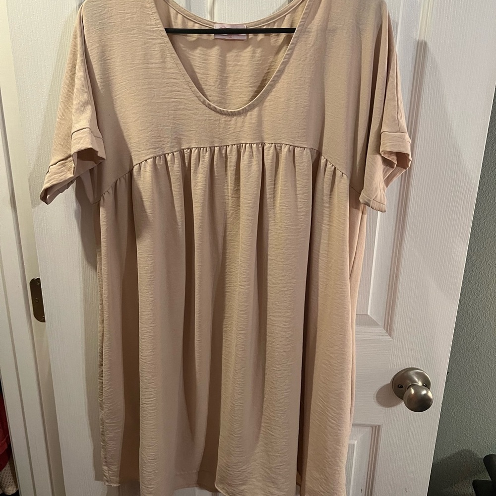 Beige Short Sleeve dress